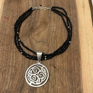 Silpada black and silver beaded 15 inch necklace